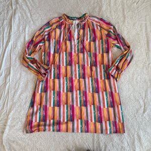 Brooke Wright multi colored vneck long sleeve Nancy dress